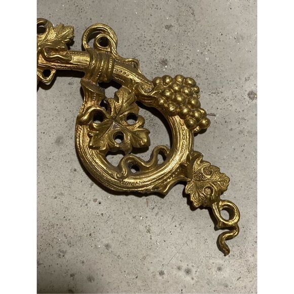 Antique Art Deco Solid Brass Chandelier Parts Fruit Grape Wheat Motif - Picture 2 of 4